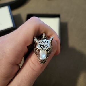 GUCCI Necklace Chain ANGER FOREST Wolf Head Silver Ag925